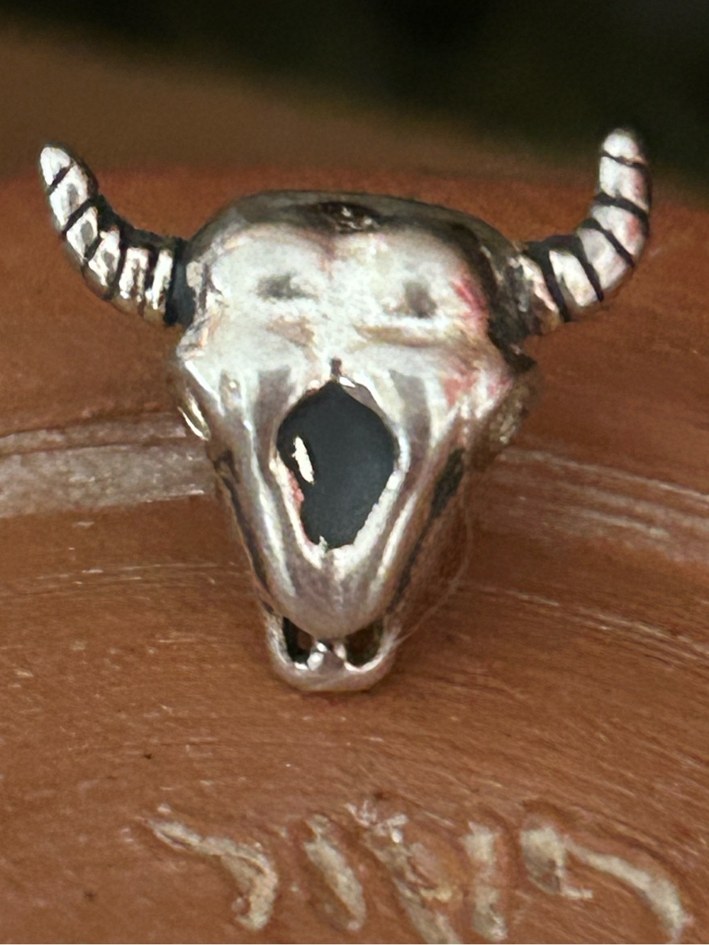 925 Sterling Silver Bison Skull Bracelet Charm